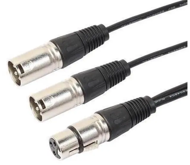 Alt view image 7 of 7 - 3Pin XLR Female Jack To Dual 2 Male Plug Y Splitter Cable Adapter Microphone USA