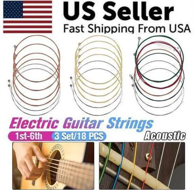 Alt view image 3 of 7 - 3 Sets of 6 Guitar Strings Replacement Steel String For Acoustic Guitar 1st-6th