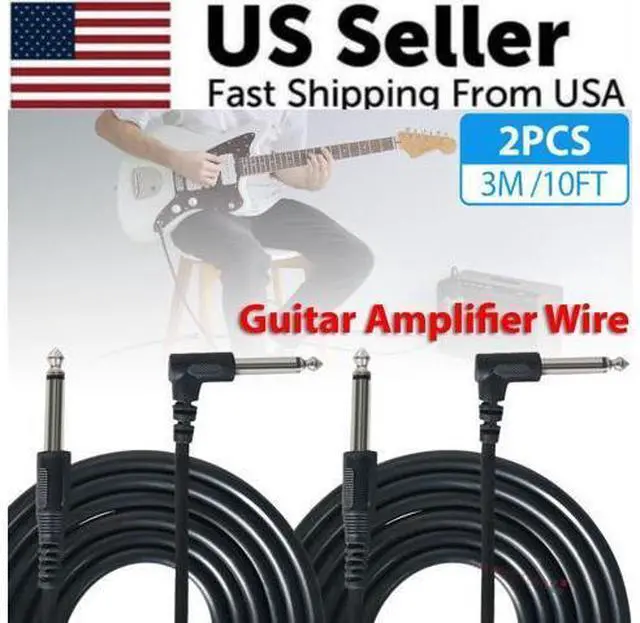 Alt view image 3 of 7 - 2 PACK 10FT Electric Patch Cord Guitar Amplifier Amp Cable Right Angle 90 Degree