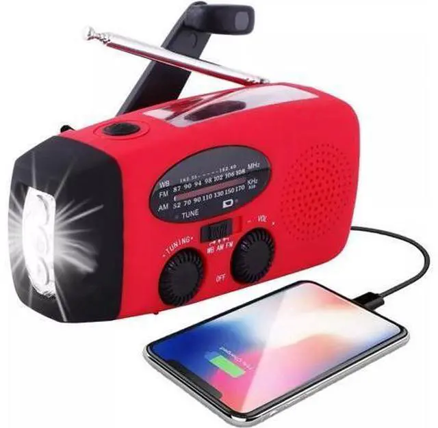 Alt view image 2 of 7 - Emergency Radio Crank Solar Hand Weather 1000mAh Power Bank Charger Flash Light