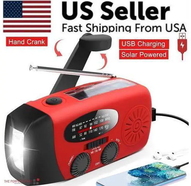 Alt view image 3 of 7 - Emergency Radio Crank Solar Hand Weather 1000mAh Power Bank Charger Flash Light