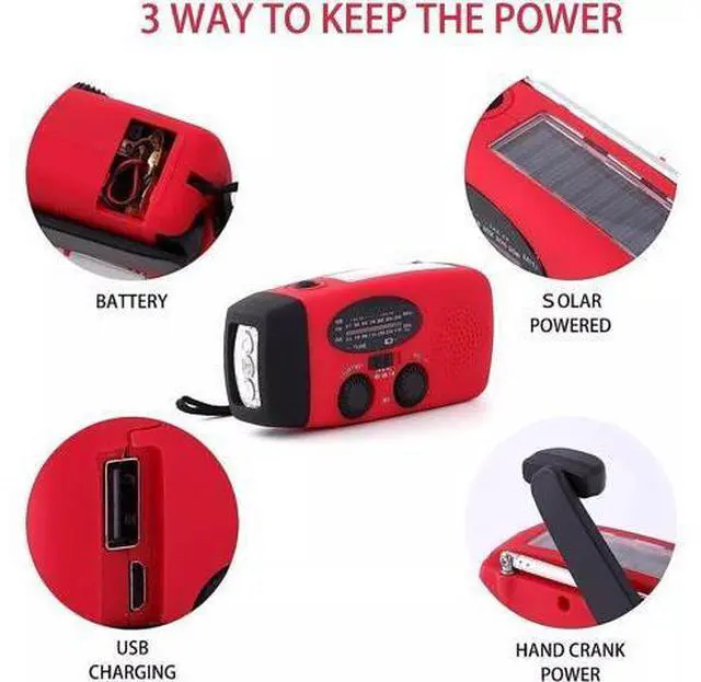 Alt view image 5 of 7 - Emergency Radio Crank Solar Hand Weather 1000mAh Power Bank Charger Flash Light