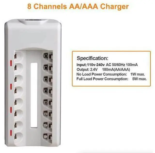 Alt view image 5 of 7 - 8 Slot Battery Charger For Ni-MH Ni-CD AA AAA Rechargeable Batteries Fast Charge