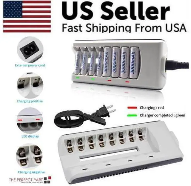 Alt view image 3 of 7 - 8 Slot Battery Charger For Ni-MH Ni-CD AA AAA Rechargeable Batteries Fast Charge