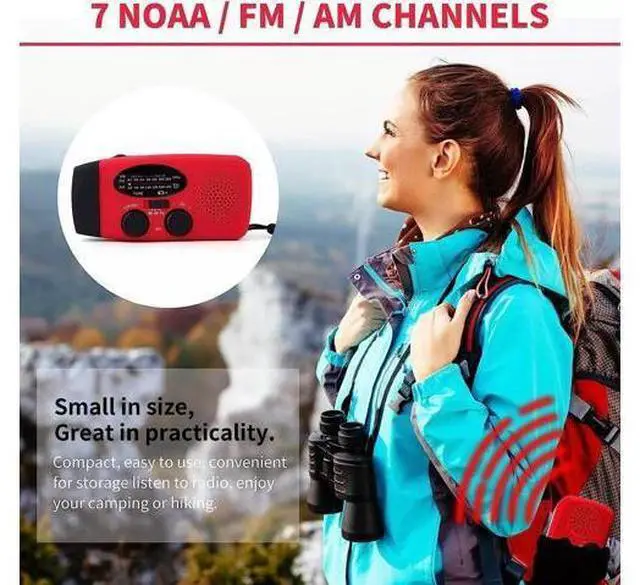 Alt view image 7 of 7 - Emergency Radio Crank Solar Hand Weather 1000mAh Power Bank Charger Flash Light