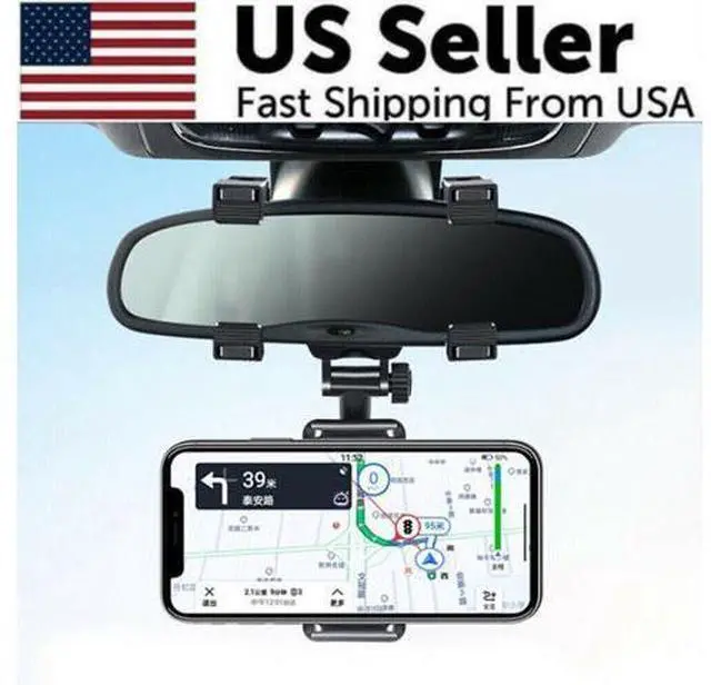 Alt view image 7 of 7 - Universal 360 Rotation Car Rear View Mirror Mount Stand GPS Cell Phone Holder US