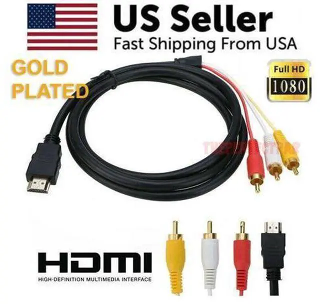 Alt view image 3 of 7 - 5FT NEW HDMI Male To 3 RCA Video Audio AV Transmitter Adapter Cable HDTV 1080