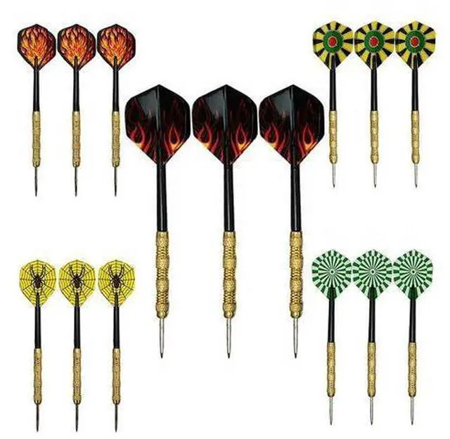 Alt view image 2 of 7 - 5 Sets (15Pcs) Steel Tip Professional Darts Set Darts Slim Barrel Dart Flights