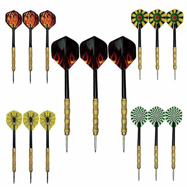 Main image of 5 Sets (15Pcs) Steel Tip Professional Darts Set Darts Slim Barrel Dart Flights