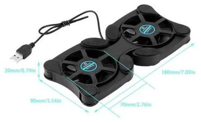 Alt view image 5 of 7 - Dual USB Cooling Fan Pad Foldable Slim Fans Cooler Stand For Laptop PC Notebook