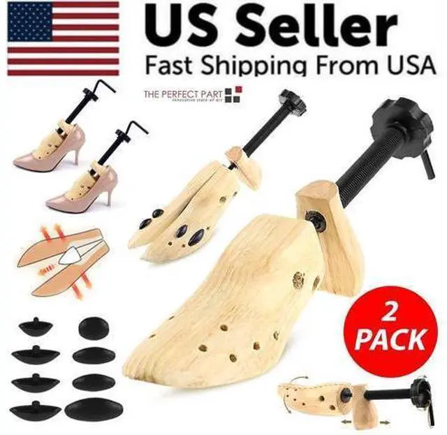 Alt view image 3 of 7 - 2-Way Wooden Adjustable Shoe Stretcher Expander Men Women Boot Size US 5-13