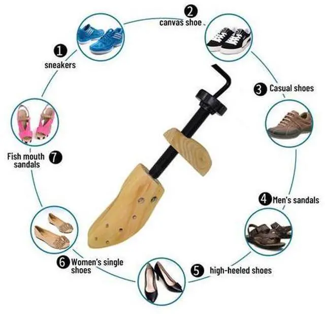 Alt view image 4 of 7 - 2-Way Wooden Adjustable Shoe Stretcher Expander Men Women Boot Size US 5-13