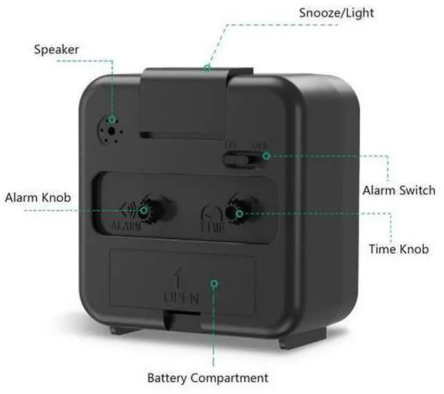 Alt view image 5 of 7 - LED Desk Alarm Clock Nightlight Snooze Quiet Non Ticking Battery Powered Bedroom