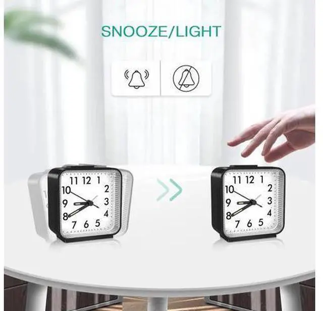 Alt view image 4 of 7 - LED Desk Alarm Clock Nightlight Snooze Quiet Non Ticking Battery Powered Bedroom