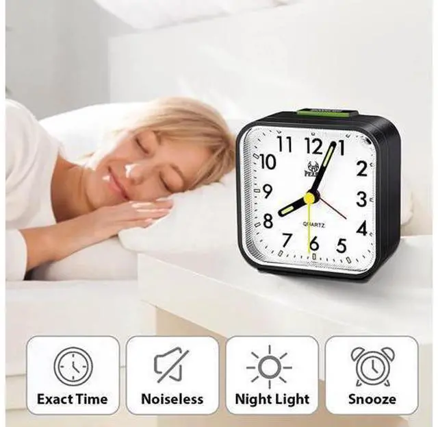 Alt view image 6 of 7 - LED Desk Alarm Clock Nightlight Snooze Quiet Non Ticking Battery Powered Bedroom