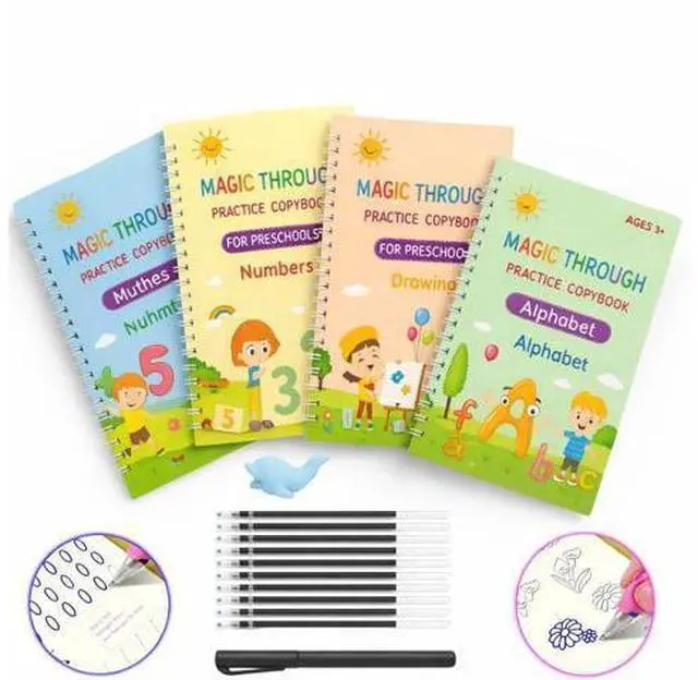Alt view image 2 of 7 - 16Pcs Grooved Magic Practice Copybook Set Boys Girls Handwriting Book Practice