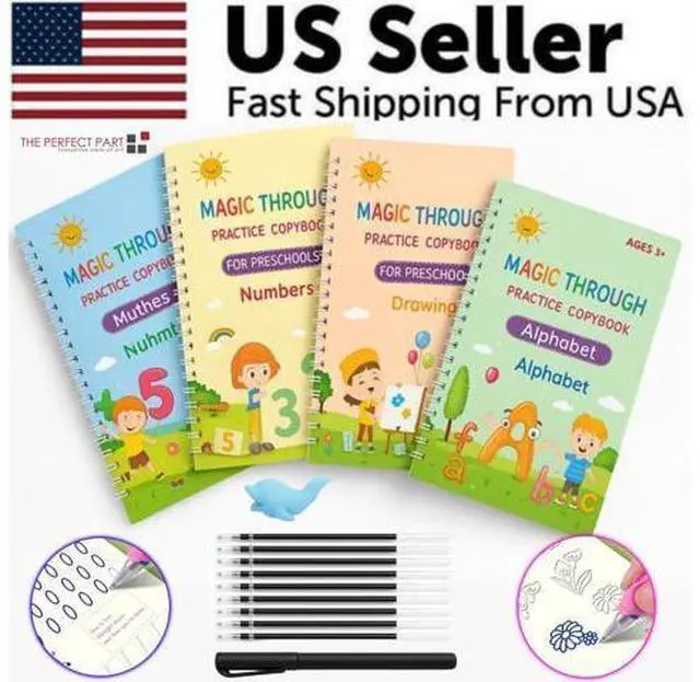Alt view image 3 of 7 - 16Pcs Grooved Magic Practice Copybook Set Boys Girls Handwriting Book Practice