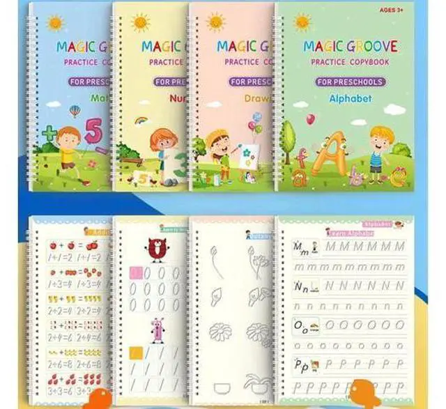 Alt view image 4 of 7 - 16Pcs Grooved Magic Practice Copybook Set Boys Girls Handwriting Book Practice