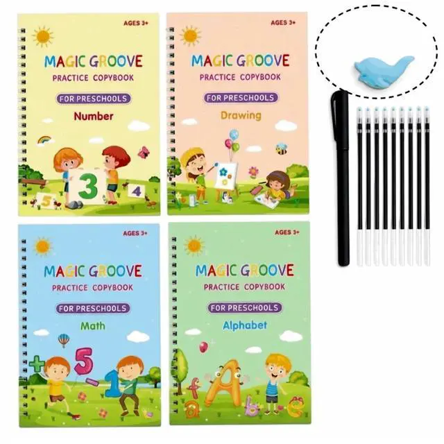 Main image of 16Pcs Grooved Magic Practice Copybook Set Boys Girls Handwriting Book Practice