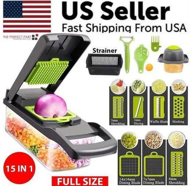 Alt view image 3 of 7 - 15-In-1 Vegetable Fruit Chopper Cutter Food Onion Veggie Dicer Slicer Kitchen