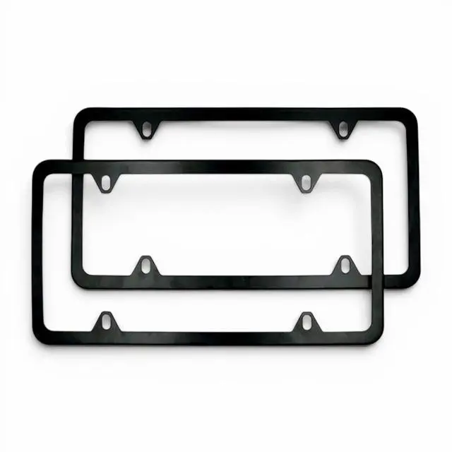 Main image of 2x High Quality Stainless Steel Metal License Plate Frame Tag Cover Black New US