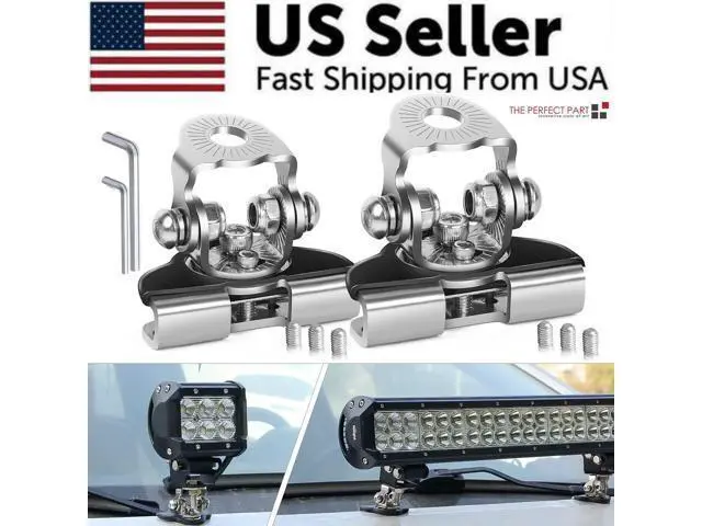 Alt view image 3 of 7 - 2PCS Pillar Hood Led Work Light Bar Mount Bracket Clamp Holder Offroad Universal
