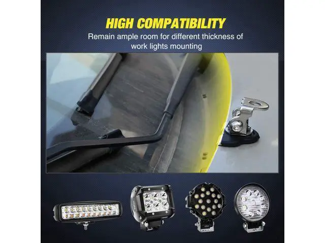 Alt view image 4 of 7 - 2PCS Pillar Hood Led Work Light Bar Mount Bracket Clamp Holder Offroad Universal