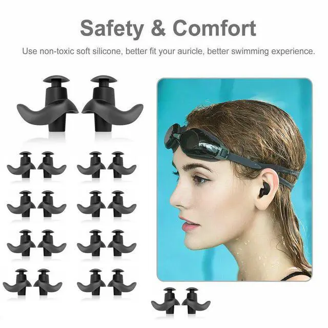 Alt view image 4 of 7 - 5/10 Pairs Soft Silicone Ear Plugs For Swimming Sleeping Anti Snore Reusable USA - 5 Pairs