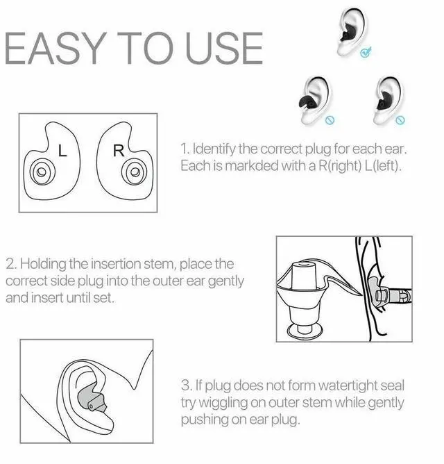 Alt view image 6 of 7 - 5/10 Pairs Soft Silicone Ear Plugs For Swimming Sleeping Anti Snore Reusable USA - 5 Pairs