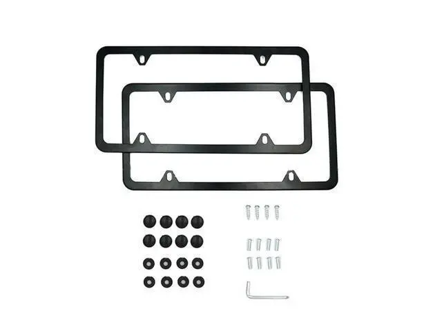 Alt view image 5 of 7 - 2x High Quality Stainless Steel Metal License Plate Frame Tag Cover Black New US