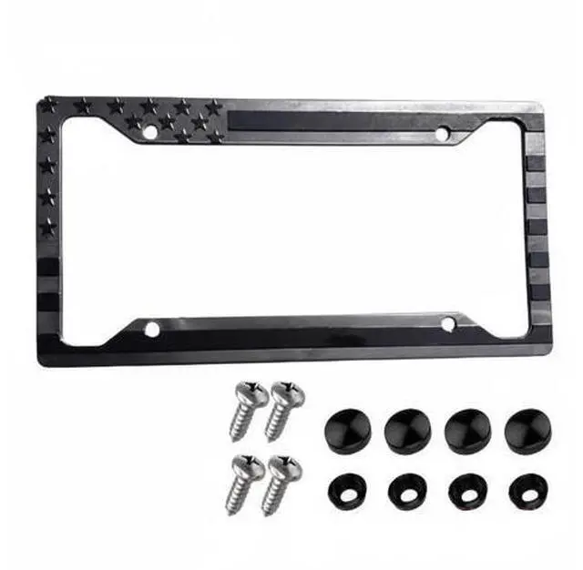 Alt view image 2 of 7 - 1X Black 3D USA American Flag License Plate Frame Holder Auto Car Tag Decal ABS