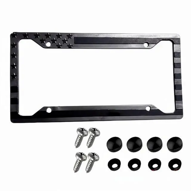 Main image of 1X Black 3D USA American Flag License Plate Frame Holder Auto Car Tag Decal ABS
