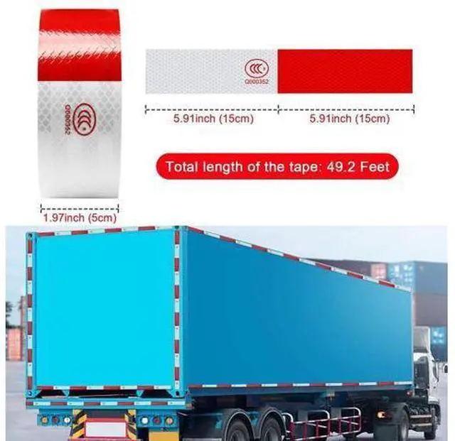 Alt view image 6 of 7 - Reflective Tape CONSPICUITY Trailer Safety Warning Sign Auto Truck Red White NEW