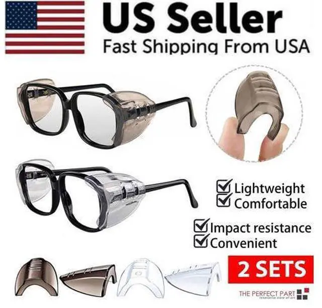 Alt view image 3 of 7 - 2 Pairs Side Shields For Eye Glasses Slip On Safety Glasses Shield Universal US