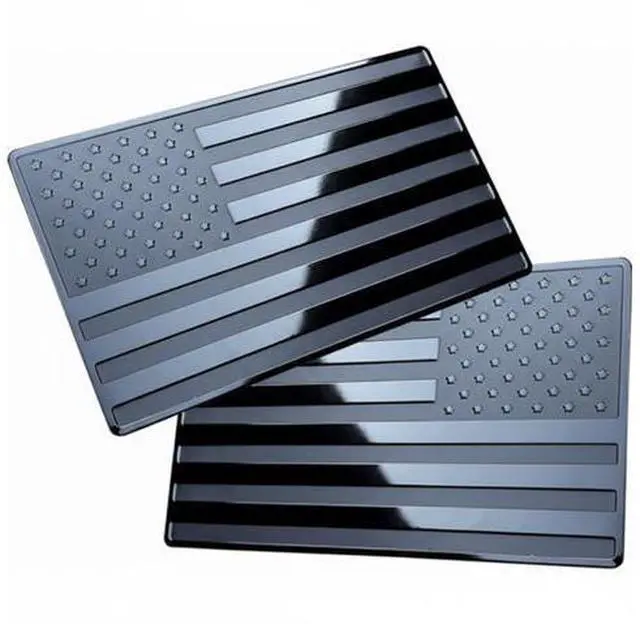 Alt view image 2 of 7 - 2PCS Metal USA Flag Sticker American Car Truck Decal Emblem Black