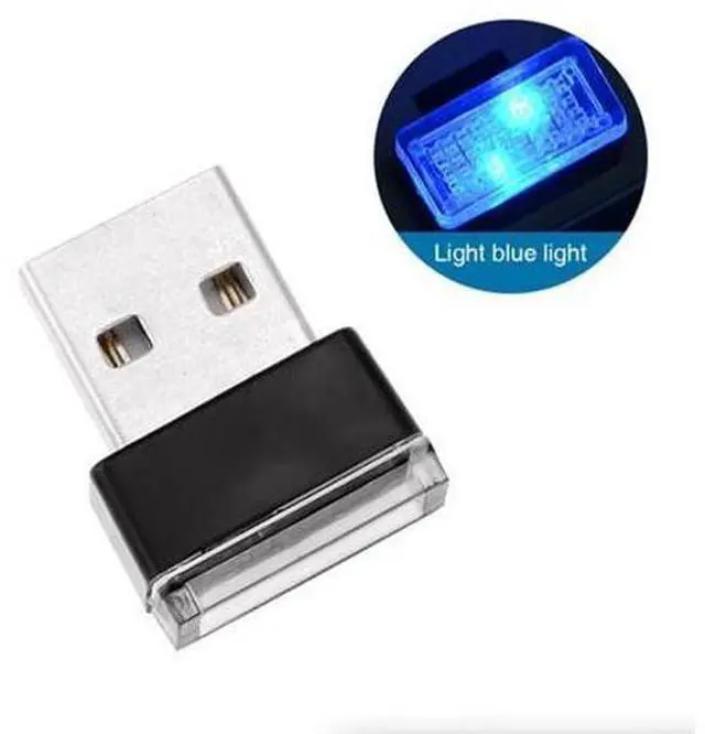 Alt view image 5 of 7 - 3x Mini Blue LED USB Car Interior Light Neon Atmosphere Ambient Lamp Accessories