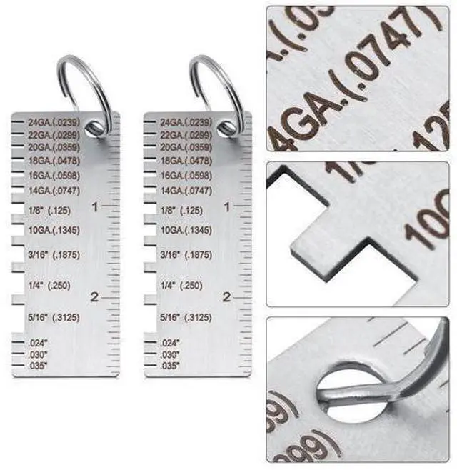 Alt view image 2 of 7 - 2PCS Thickness Gage Sheet Metal Gauge Measuring Tool Wire Gauge Stainless Steel