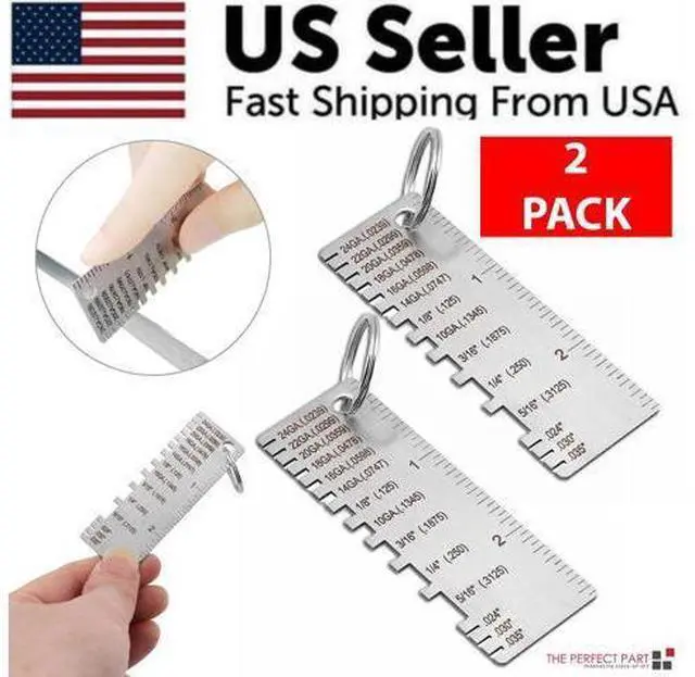 Alt view image 3 of 7 - 2PCS Thickness Gage Sheet Metal Gauge Measuring Tool Wire Gauge Stainless Steel