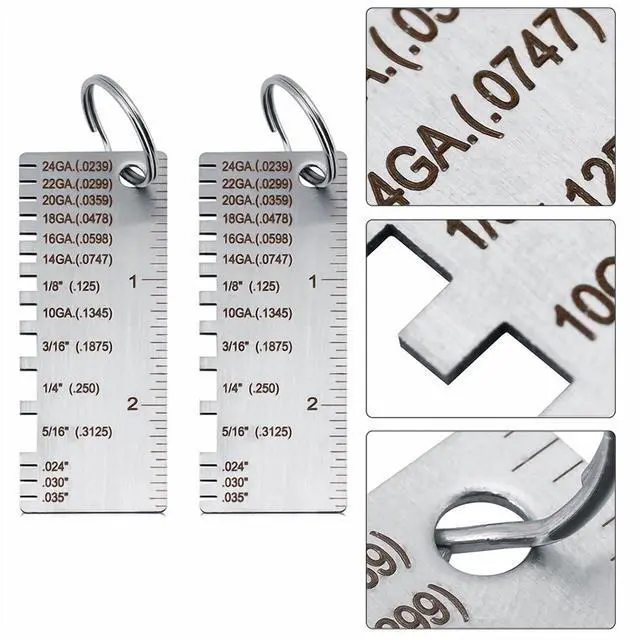 Main image of 2PCS Thickness Gage Sheet Metal Gauge Measuring Tool Wire Gauge Stainless Steel