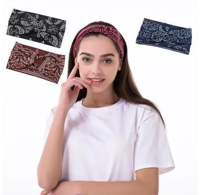 Alt view image 5 of 7 - 3PCS Boho Headbands Leopard Hair Bands Knotted Turban Wraps Stripe Cloth Elegant