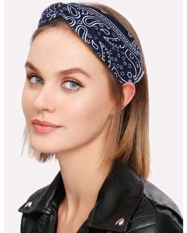 Alt view image 6 of 7 - 3PCS Boho Headbands Leopard Hair Bands Knotted Turban Wraps Stripe Cloth Elegant