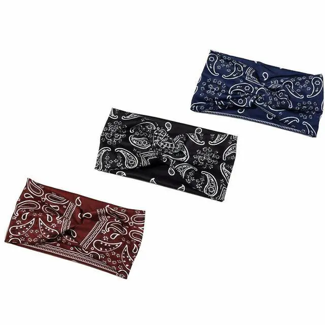 Main image of 3PCS Boho Headbands Leopard Hair Bands Knotted Turban Wraps Stripe Cloth Elegant