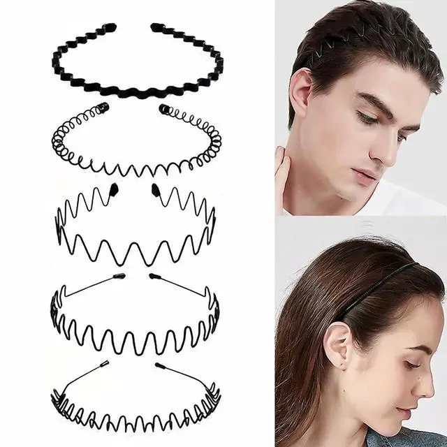 Main image of 6Pcs Metal Hair Headband Wave Style Hoop Band Comb Sports Hairband Men Women US