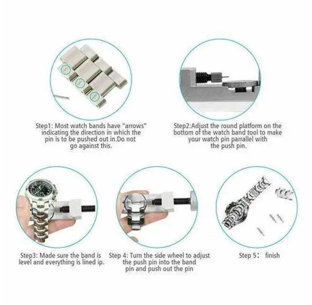 Alt view image 4 of 7 - Metal Adjustable Watch Band Strap Bracelet Link Pin Remover Repair Tool Kit US