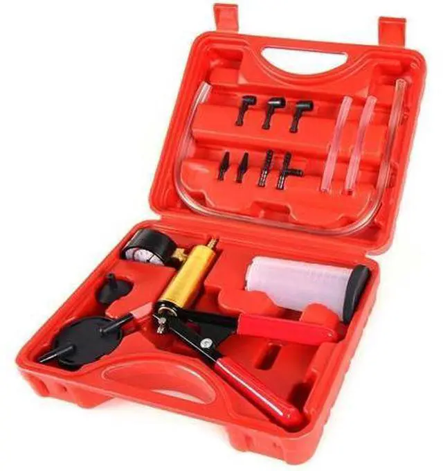 Alt view image 2 of 7 - Hand Held Vacuum Pressure Pump Tester Set Brake Fluid Bleeder Bleeding Kit + Box