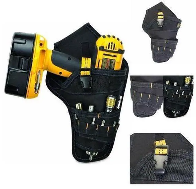 Alt view image 6 of 7 - Heavy Duty Drill Holster Tool Belt Pouch Bit Holder Hanging Waist Bag Drill Tool