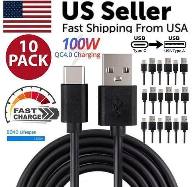 Alt view image 3 of 7 - 10x Type C to USB-A Fast Charge Cable Cord Charging Quick Charger Bulk Wholesale