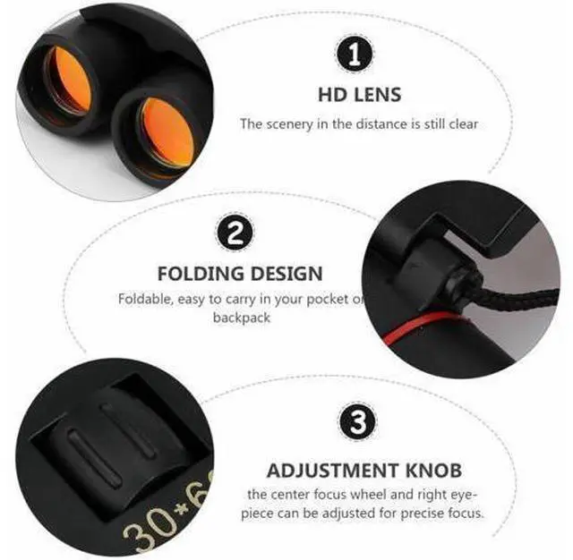 Alt view image 7 of 7 - The Perfect Part 30x60 Zoom Outdoor Compact Folding Binoculars