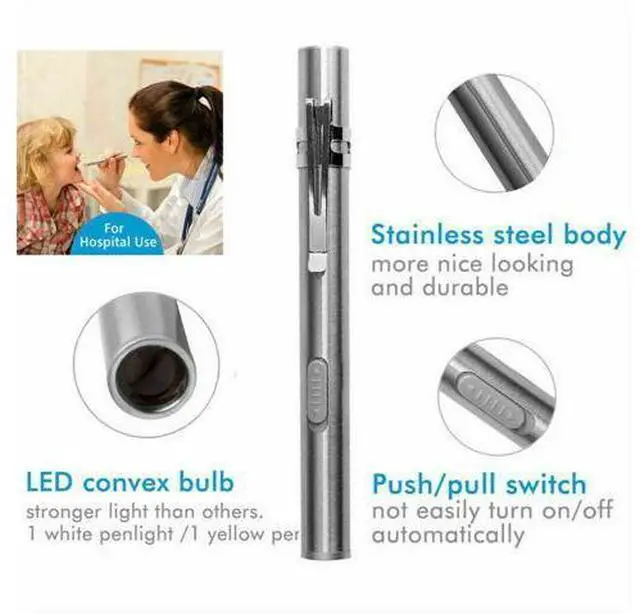 Alt view image 4 of 7 - 5" LED USB Rechargeable Mini Tactical Flashlight Stainless Steel Torch Pen Light