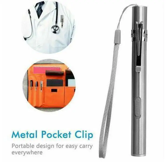 Alt view image 6 of 7 - 5" LED USB Rechargeable Mini Tactical Flashlight Stainless Steel Torch Pen Light